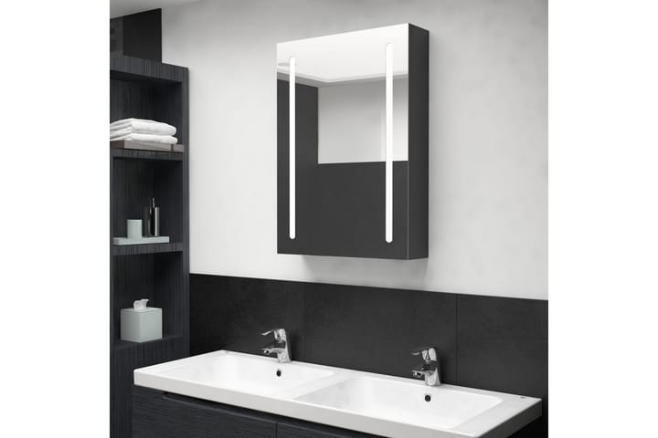 LED-speilskap til bad blank svart 50x13x70 cm - Oppbevaring - Oppbevaring til baderom - Speilskap