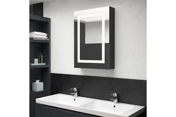 LED-speilskap til bad blank svart 50x13x70 cm - Svart - Oppbevaring - Oppbevaring til baderom - Speilskap