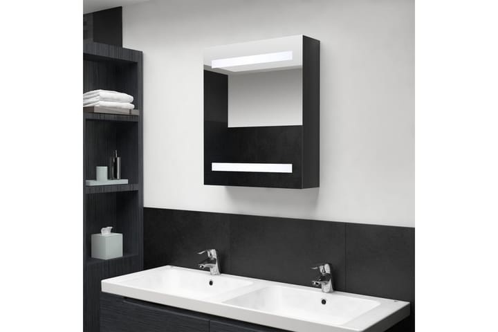 LED-speilskap til bad blank svart 50x14x60 cm - Svart - Oppbevaring - Oppbevaring til baderom - Speilskap