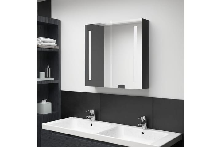 LED-speilskap til bad blank svart 62x14x60 cm - Oppbevaring - Oppbevaring til baderom - Speilskap