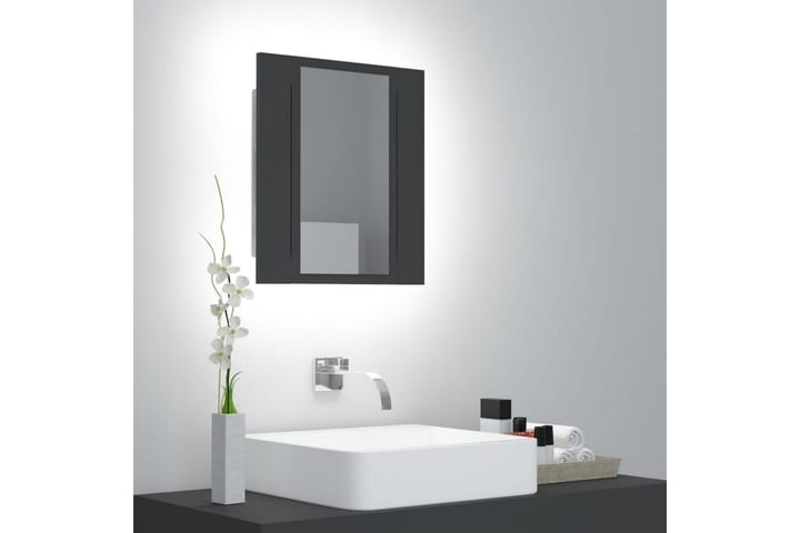 LED-speilskap til baderom grå 40x12x45 cm - Grå - Oppbevaring - Oppbevaring til baderom - Speilskap