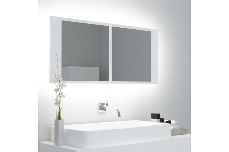 LED-speilskap til baderom hvit 100x12x45 cm - Hvit - Oppbevaring - Oppbevaring til baderom - Speilskap