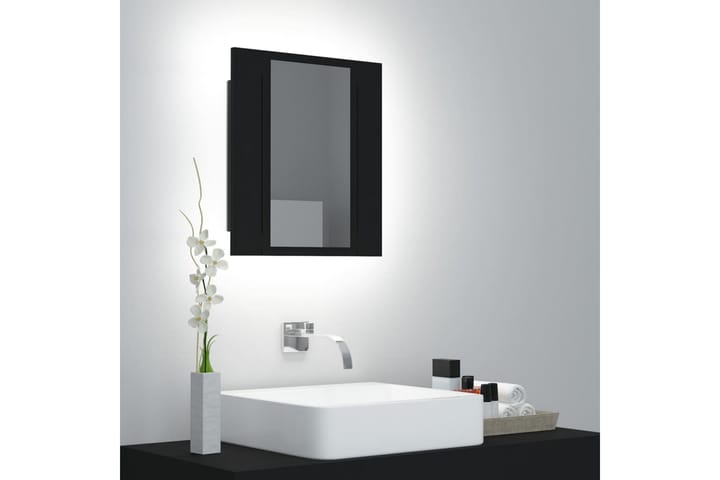 LED-speilskap til baderom svart 40x12x45 cm - Svart - Oppbevaring - Oppbevaring til baderom - Speilskap