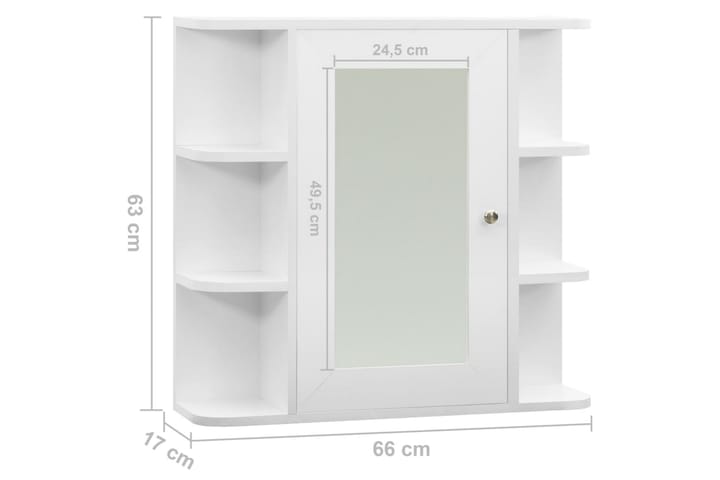 Speilskap til baderom hvit 66x17x63 cm MDF - Oppbevaring - Oppbevaring til baderom - Speilskap