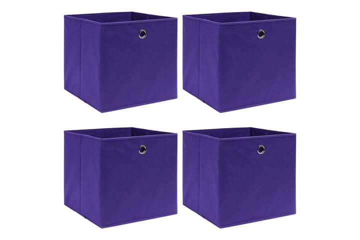 Oppbevaringsbokser 4 stk ikke-vevet stoff 28x28x28 cm lilla - Lilla - Oppbevaring - Oppbevaring til småting - Oppbevaringskasse
