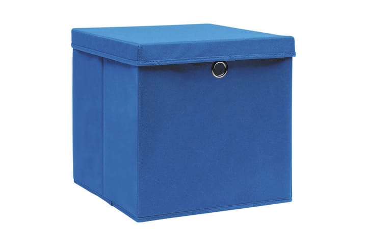 Oppbevaringsbokser med deksler 10 stk 28x28x28 cm blå - Blå - Oppbevaring - Oppbevaring til småting - Oppbevaringskasse