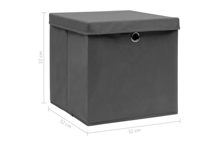 Oppbevaringsbokser med lokk 10 stk grå 32x32x32 cm stoff - Oppbevaring - Oppbevaring til småting - Oppbevaringskasse