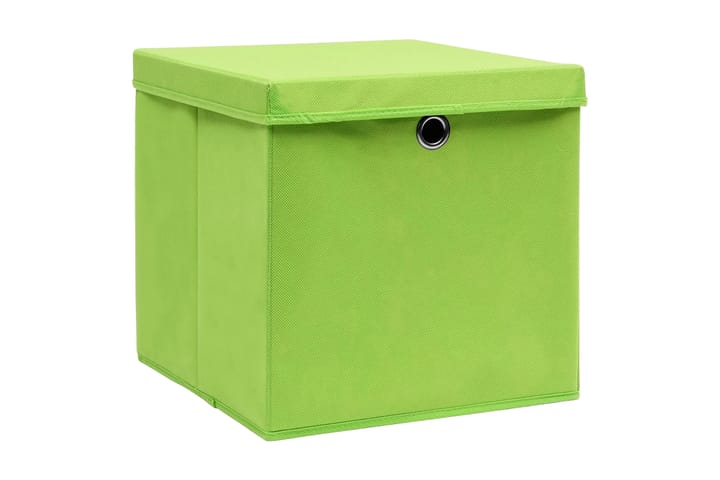 Oppbevaringsbokser med lokk 10 stk grønn 32x32x32 cm stoff - Oppbevaring - Oppbevaring til småting - Oppbevaringskasse