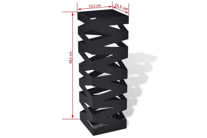 Sort kvadratisk Paraplyholder Stokk i stål 48,5 cm - Svart - Oppbevaring - Oppbevaring til småting - Oppbevaringsstativ - Paraplystativ