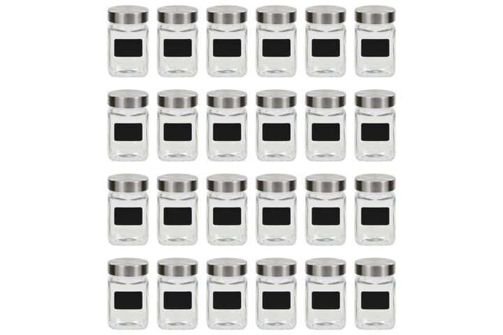 Oppbevaringskrukker med etikett 24 stk 300 ml - Gjennomsiktig - Oppbevaring - Oppbevaring til småting
