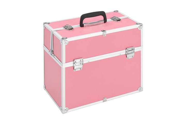 Sminkeveske 37x24x35 cm rosa aluminium - Rosa - Oppbevaring - Oppbevaring til småting