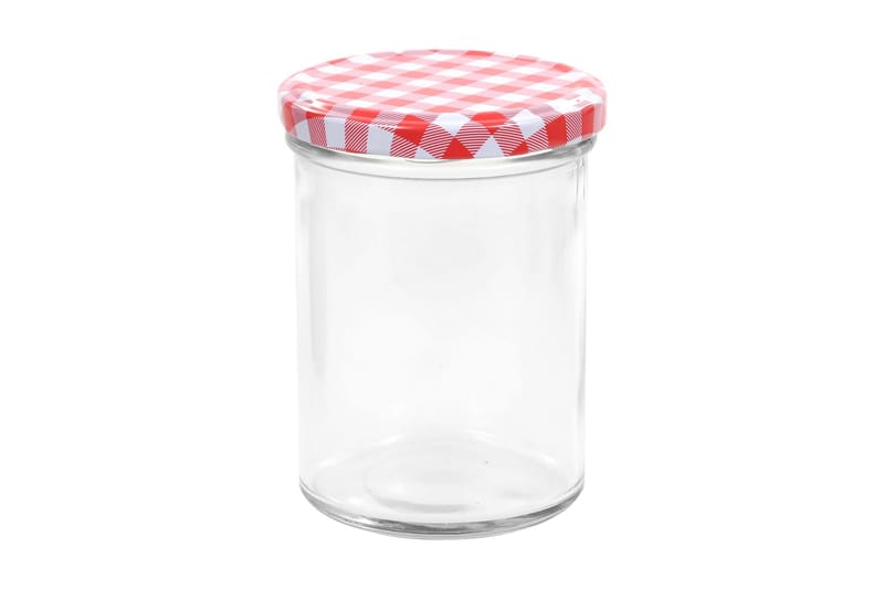 Syltetøyglass med hvite og røde lokk 96 stk 400 ml - Servering & borddekking - Kjøkkenprodukter - Bokser & syltetøyglass