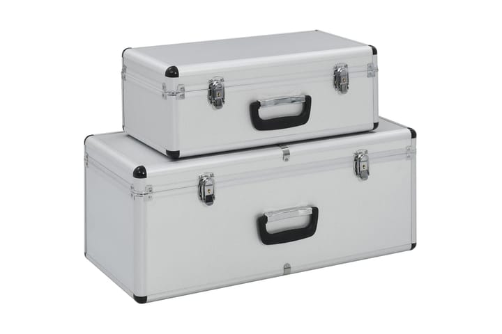 Oppbevaringskasser 2 stk sølv aluminium - Silver - Oppbevaring - Oppbevaringsmøbler - Oppbevaringskiste & sengekiste