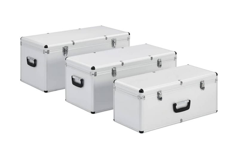 Oppbevaringskasser 3 stk sølv aluminium - Silver - Oppbevaring - Oppbevaringsmøbler - Oppbevaringskiste & sengekiste