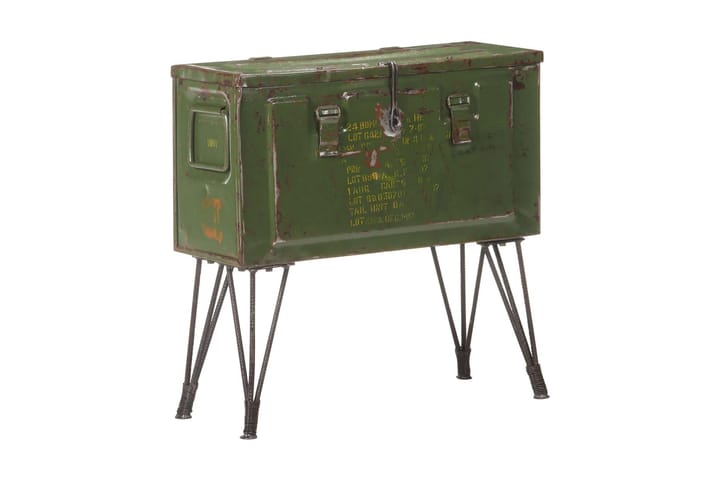 Oppbevaringskiste militær stil 68x24x66 cm jern - grønn - Oppbevaring - Oppbevaringsmøbler - Oppbevaringskiste & sengekiste