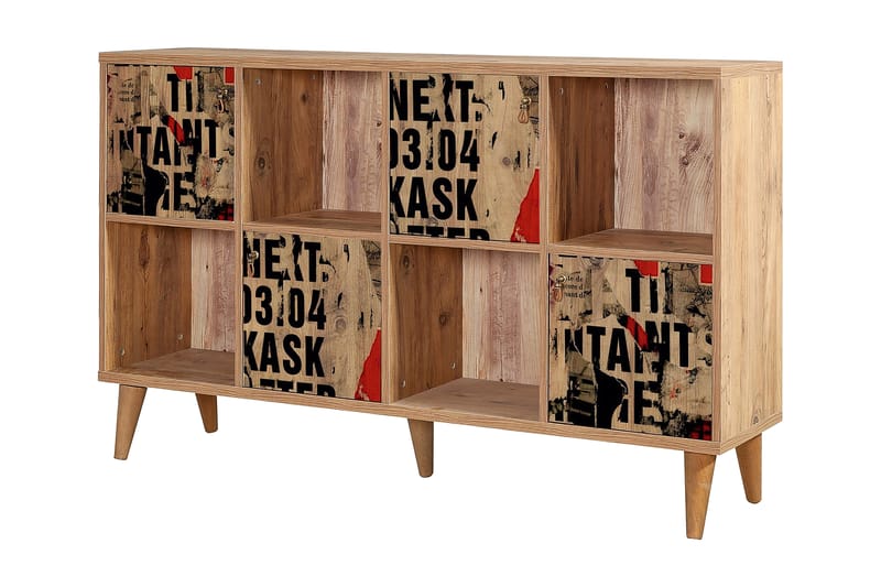 Sideboard 95x152 cm - Natur/Svart/Rød - Oppbevaring - Oppbevaringsmøbler - Sideboard & skjenk
