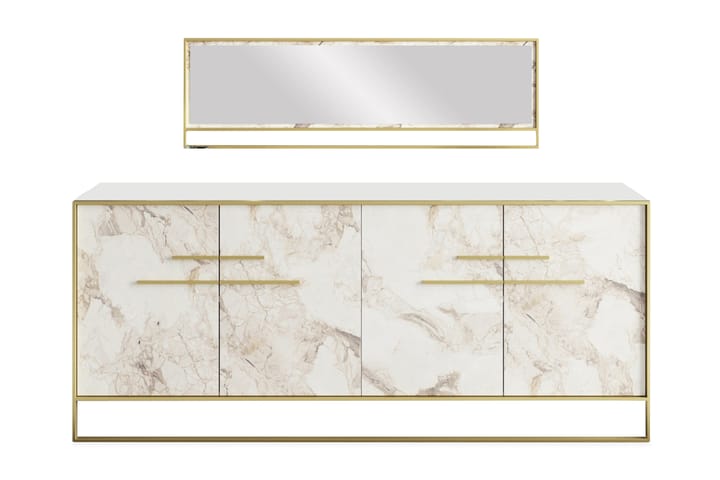Sidebord Frigerio 180 cm - Gull|Hvit - Oppbevaring - Oppbevaringsmøbler - Sideboard & skjenk
