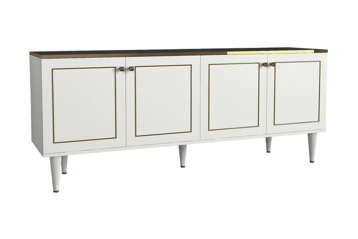 Sidebord Komatz 180 cm - Hvit|Gull|Svart - Oppbevaring - Oppbevaringsmøbler - Sideboard & skjenk