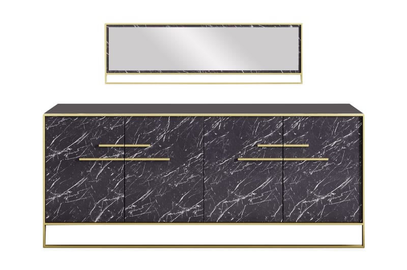 Sidebord Sahriya 180 cm - Gull|Svart - Oppbevaring - Oppbevaringsmøbler - Sideboard & skjenk