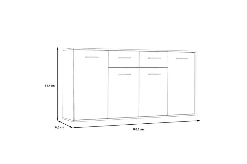 Skjenk Barnitz 34x162 cm - Hvit - Oppbevaring - Oppbevaringsmøbler - Sideboard & skjenk