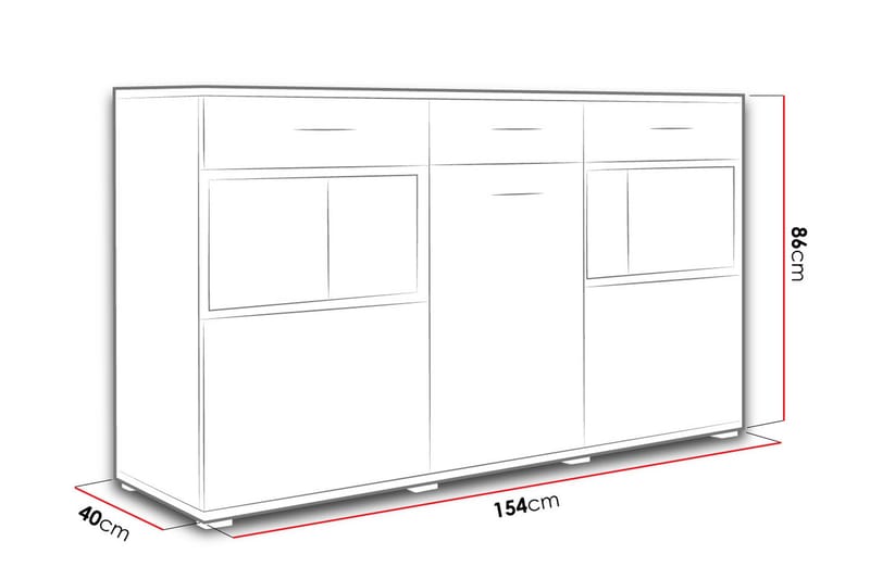 Skjenk Blues 154x40x86 cm - Hvit - Oppbevaring - Oppbevaringsmøbler - Sideboard & skjenk