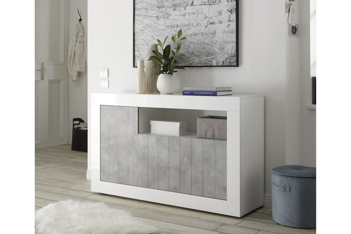 Skjenk Calpino Medio 138 cm - Hvit|Grå - Oppbevaring - Oppbevaringsmøbler - Sideboard & skjenk