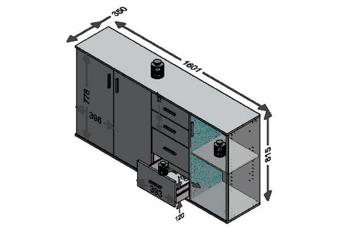 Skjenk Nelma 160 cm - Grå|Hvit - Oppbevaring - Oppbevaringsmøbler - Sideboard & skjenk