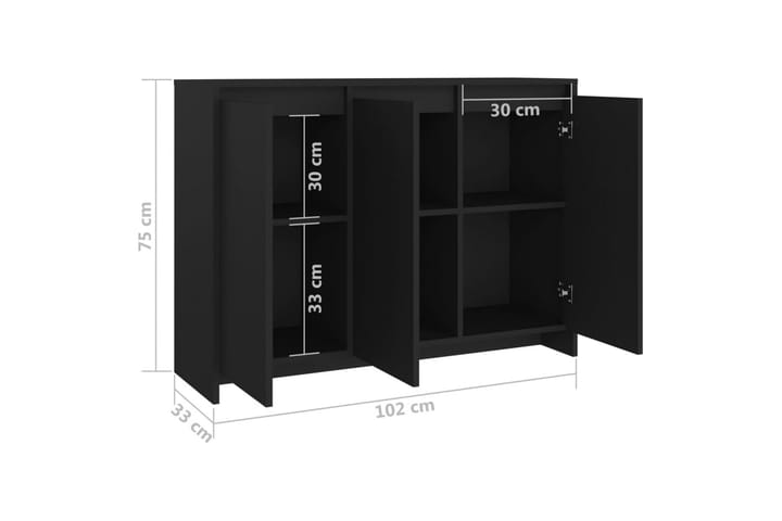 Skjenk svart 102x33x75 cm sponplate - Svart - Oppbevaring - Oppbevaringsmøbler - Sideboard & skjenk