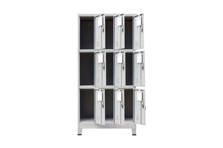 Garderobeskap med 9 rom stål 90x45x180 cm grå - Grå - Oppbevaring - Skåp - Oppbevaringsskap