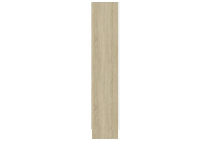 Vitrineskap hvit og sonoma eik 82,5x30,5x150 cm sponplate - Beige - Oppbevaring - Skåp - Vitrineskap