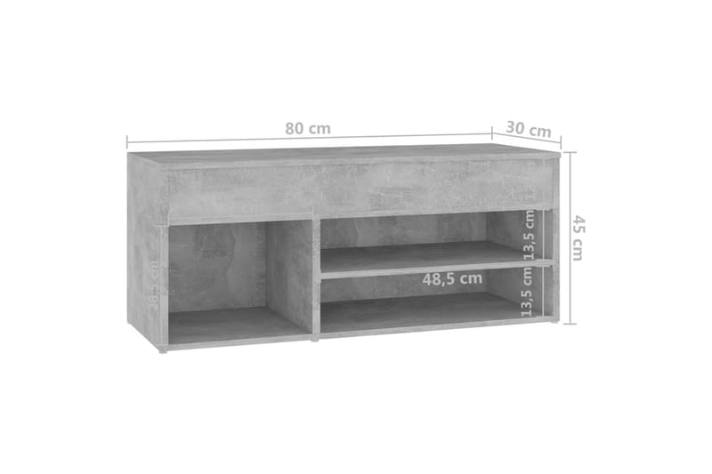 Skobenk betonggrå 80x30x45 cm sponplater - Grå - Oppbevaring - Skooppbevaring - Skobenk & skohylle med benk