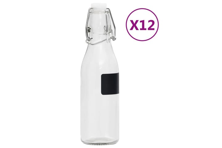 Glassflasker med klipslokk 12 stk rund 250 ml - Gjennomsiktig - Servering & borddekking - Karaffler og mugger - Vannkaraffel