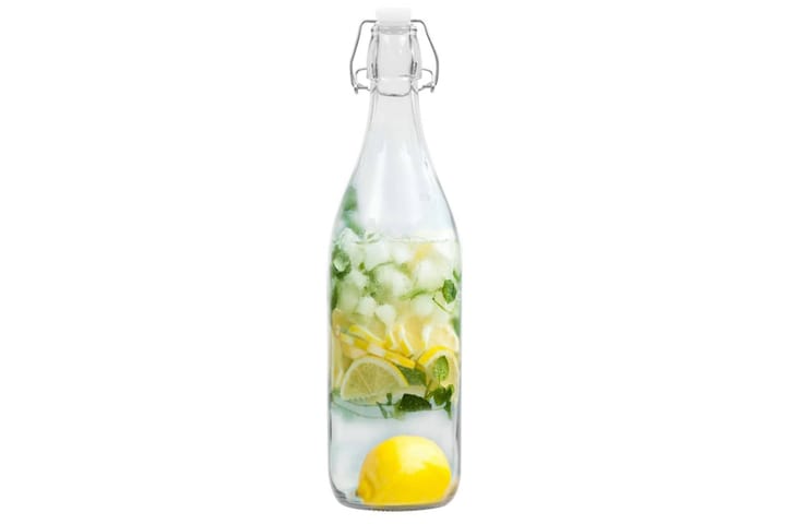Glassflasker med klipslukking 24 stk 1 L - Gjennomsiktig - Servering & borddekking - Karaffler og mugger