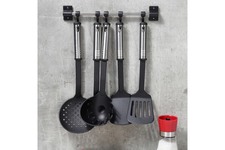 HI Kjøkkenredskapssett 6 stk svart og sølv - Flerfarget - Servering & borddekking - Kjøkkenprodukter - Sleiv & skje