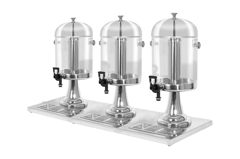 Trippel juicedispenser rustfritt stål 3 x 8 L - Sølv|Gjennomsiktig - Servering & borddekking - Kjøkkenprodukter - Øvrig kjøkkenutstyr