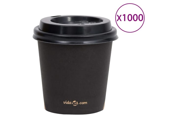Kaffepapirkopper med lokk 120 ml 1000 stk svart - Svart - Servering & borddekking - Mugger & kopper - Kaffekopp & kaffekrus