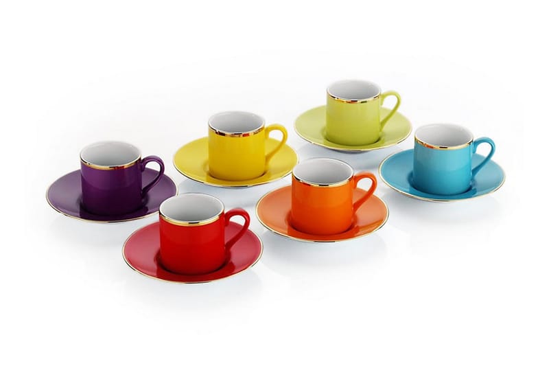 Kaffekoppsett Kütahya 12 Deler - Porselen/Flerfarget - Servering & borddekking - Porselen