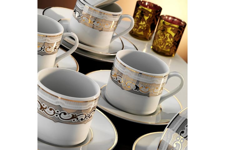Kaffekoppsett Kütahya 12 Deler - Porselen/Hvit - Servering & borddekking - Porselen