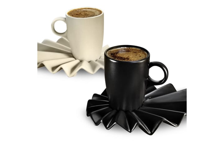 Kaffeservering 4- pk - Svart/Kremhvit - Servering & borddekking - Porselen