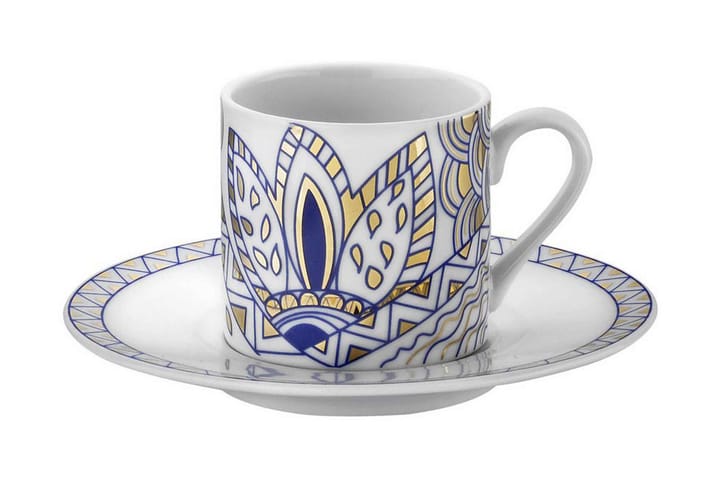 Kaffeservise 12-pk - Hvit/Gull/Blå - Servering & borddekking - Porselen