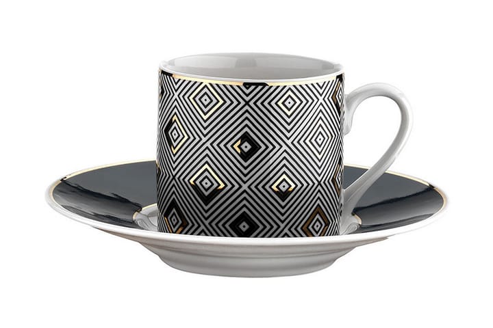 Kaffesett 12- pk - Hvit / Svart - Servering & borddekking - Porselen