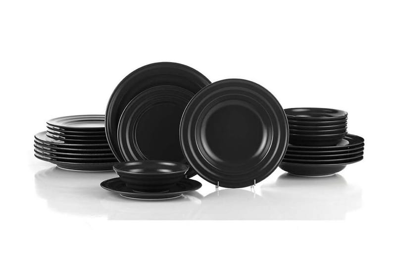 Tallerkensett 24-pk - Antrasitt - Servering & borddekking - Porselen