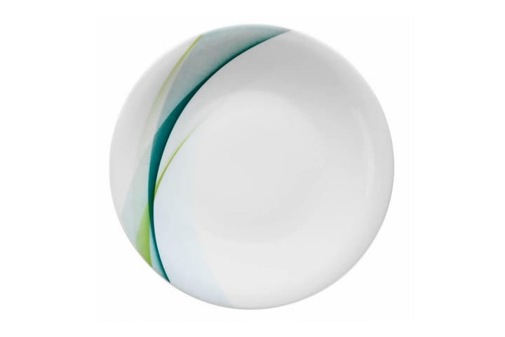 Tallerkensett Kütahya 24 Deler - Porselen/Hvit/Turkis/Grønn - Servering & borddekking - Porselen