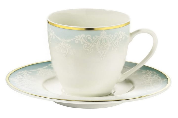 Kaffeservise Kütahya 12 Deler Porselen - Hvit|Gull|Turkis - Servering & borddekking - Porselen - Porselen servise