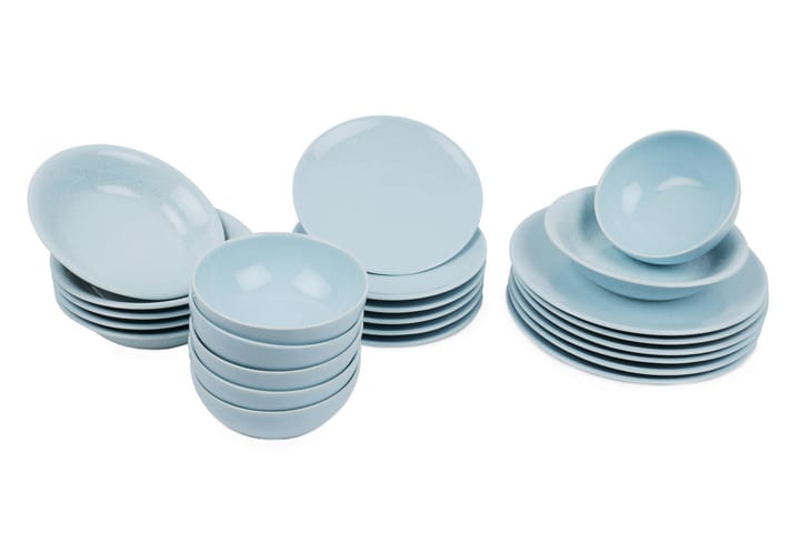 Middagsservice Adine 24 Deler Porselen - Turkis - Servering & borddekking - Tallerkener