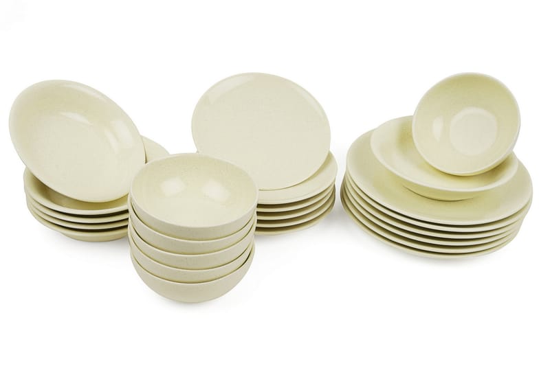 Middagsservise Adine 24 Deler Porselen - Gul - Servering & borddekking - Tallerkener