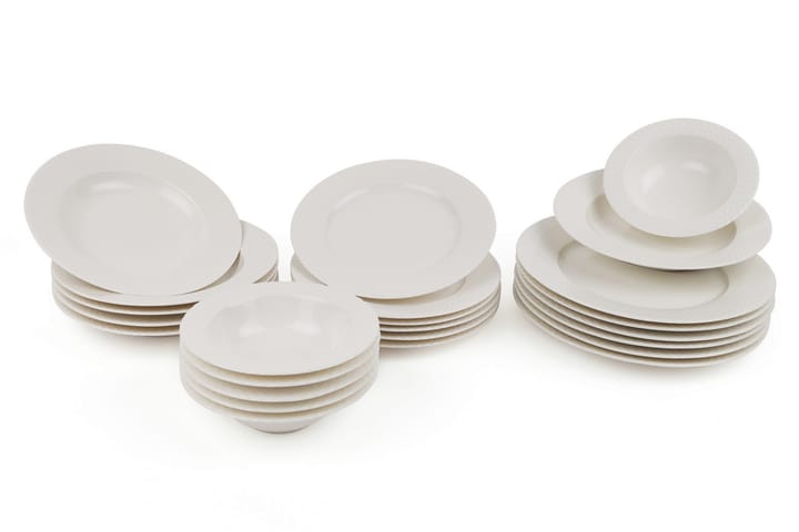 Middagsservise Kütahya 24 Deler Porselen - Hvit - Servering & borddekking - Tallerkener