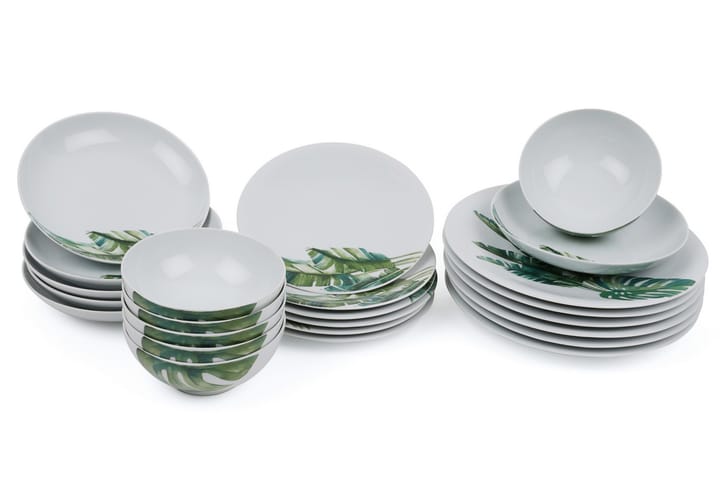 Middagsservise Kütahya 24 Deler Porselen - Hvit|Grønn|Mint - Servering & borddekking - Porselen