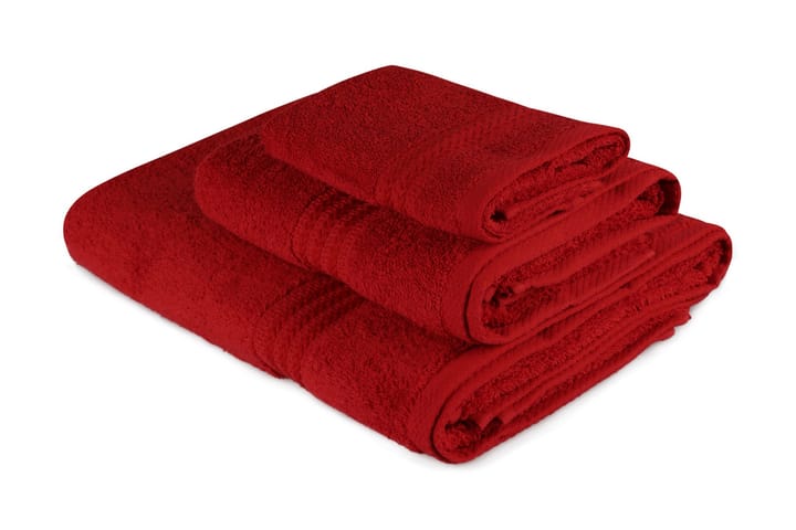 Håndkle Hobby Sett med 3 - Rød - Tekstiler & tepper - Baderomstekstiler - Håndklær