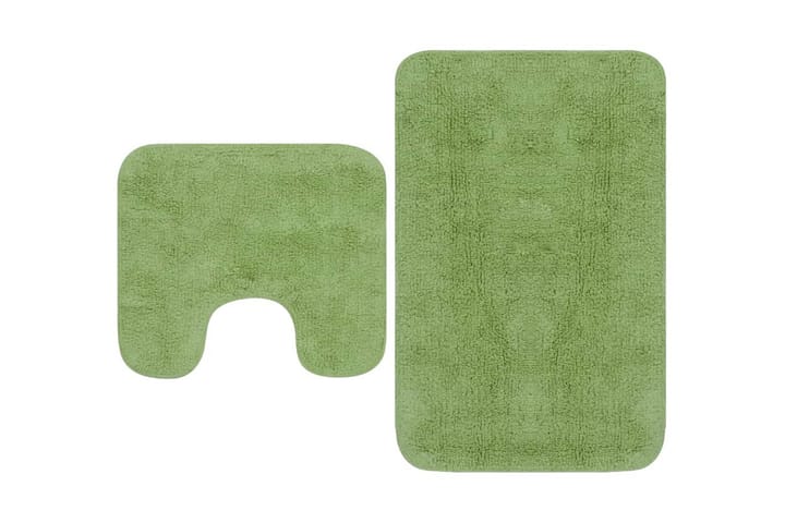 Baderomsmattesett 2 stk stoff grønn - Grønn - Tekstiler & tepper - Teppe & matte - Baderomsmatte
